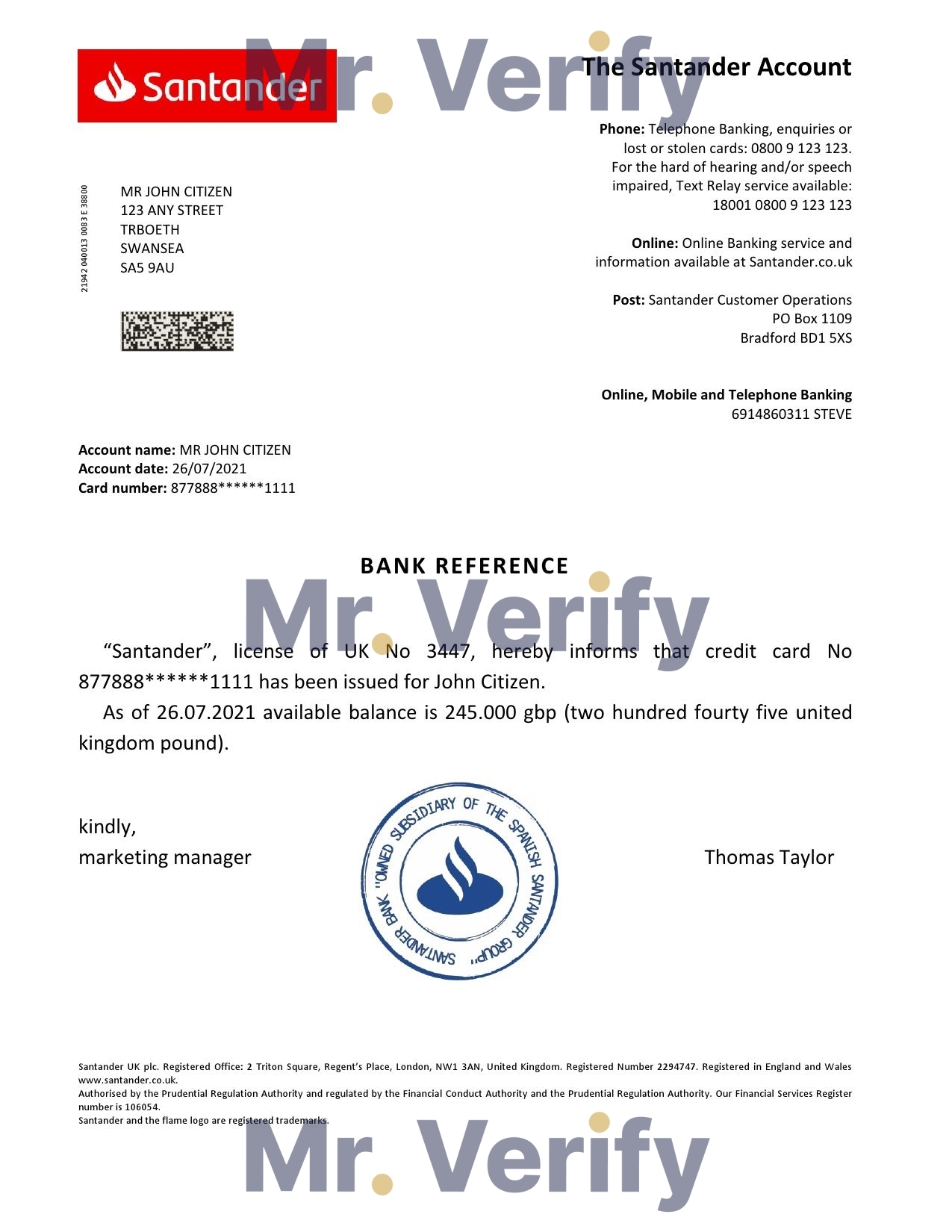 Download United Kingdom Santander Bank Reference Letter Templates | Editable Word