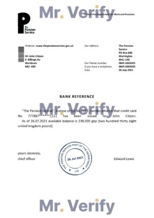 England Editable Templates 4 Download United Kingdom The Pension Service Bank Reference Letter Templates | Editable Word