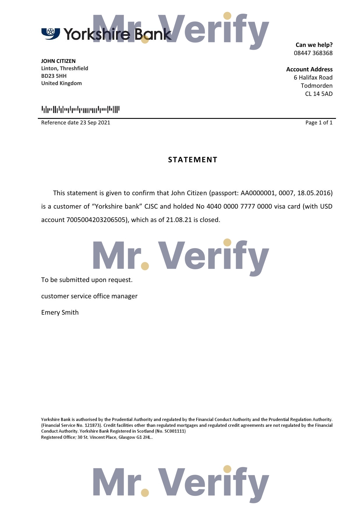 Download United Kingdom Yorkshire Bank Reference Letter Templates | Editable Word
