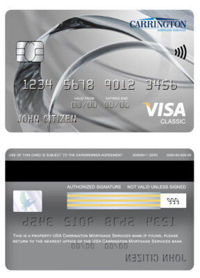 Fillable USA Carrington Mortgage Services bank visa classic card Templates