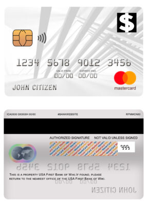 Editable USA First Bank of Wiki mastercard Templates