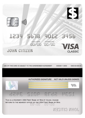 Fillable USA First Bank of Wiki visa classic card Templates
