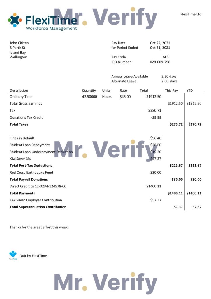 High-Quality USA FlexiTime workforce management & payroll solutions Invoice Template PDF | Fully Editable