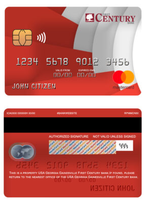 Editable USA Georgia Gainesville First century bank mastercard Templates