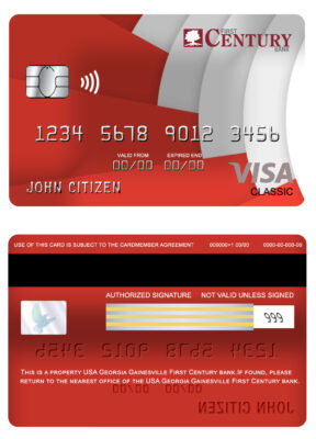 Fillable USA Georgia Gainesville First century bank visa classic card Templates