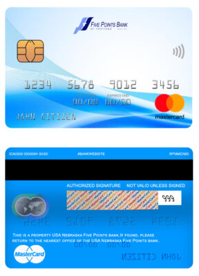 Fillable USA Nebraska Five Points Bank mastercard Templates