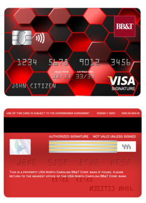 Editable USA North Carolina BB&T Corp. bank visa signature card Templates