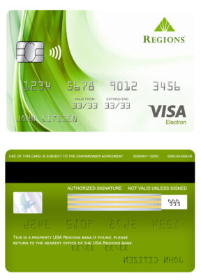 Fillable USA Regions bank visa electron card Templates