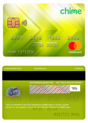 Fillable USA San Francisco CHIME bank mastercard Templates