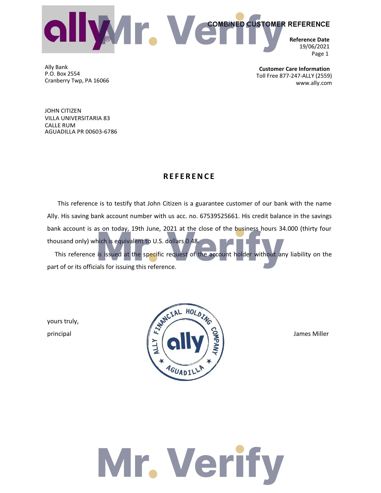Download USA Ally Bank Reference Letter Templates | Editable Word
