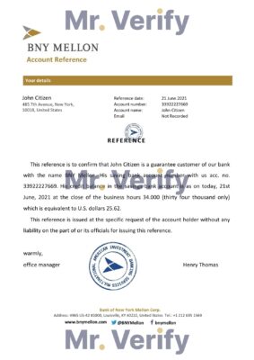Download USA BNY Mellon Bank Reference Letter Templates | Editable Word
