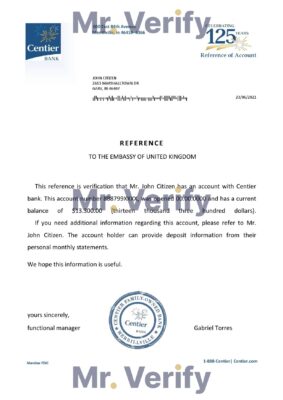 Download USA Centier Bank Reference Letter Templates | Editable Word