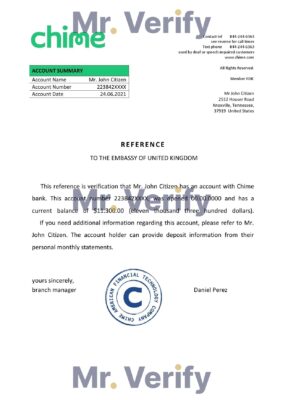 Download USA Chime Bank Reference Letter Templates | Editable Word
