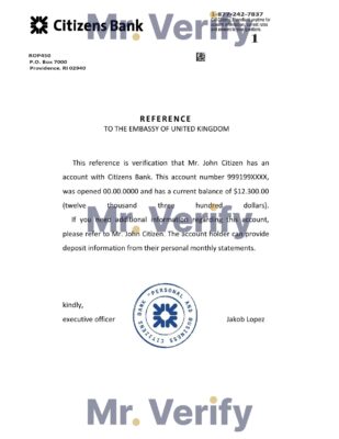 Download USA Citizens Bank Reference Letter Templates | Editable Word