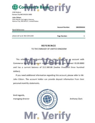 Download USA Commerce Bank Reference Letter Templates | Editable Word