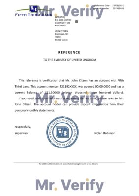 Download USA Fifth Third Bank Reference Letter Templates | Editable Word
