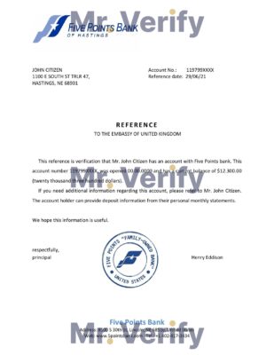 Download USA Five Points Bank Reference Letter Templates | Editable Word