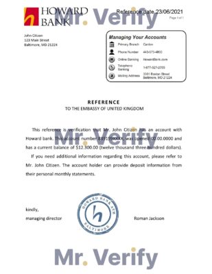 Download USA Howard Bank Reference Letter Templates | Editable Word