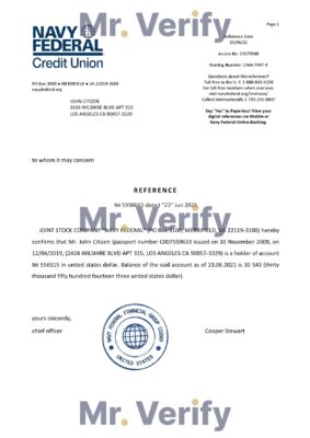 Download USA Navy Federal Bank Reference Letter Templates | Editable Word