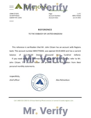 Download USA Regions Bank Reference Letter Templates | Editable Word