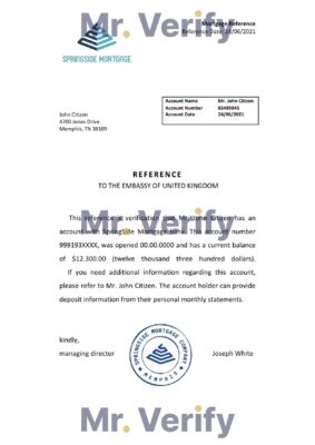 Download USA Springside Mortgage Bank Reference Letter Templates | Editable Word