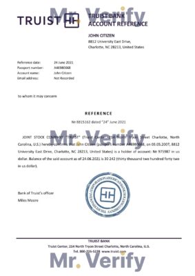 Download USA Truist Bank Reference Letter Templates | Editable Word