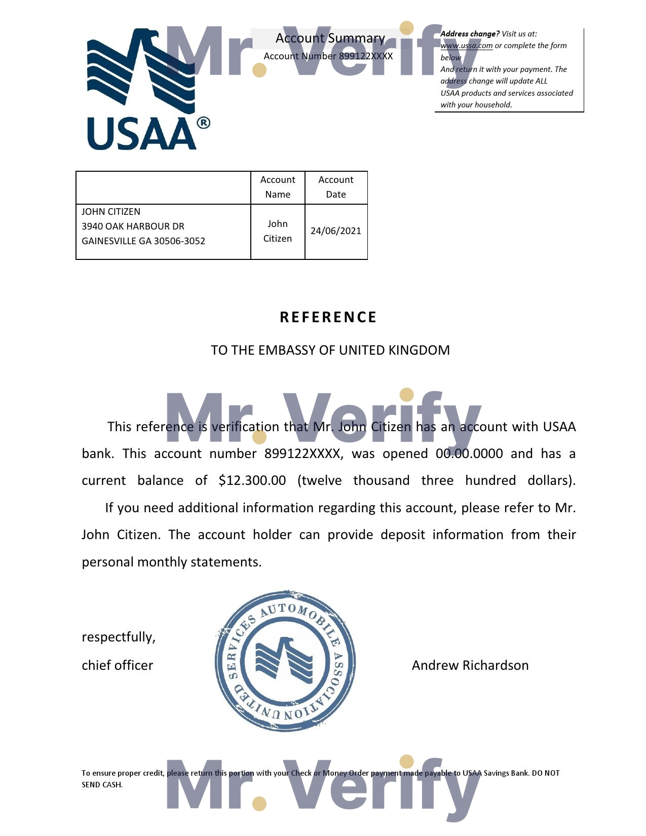 Download USA USAA Bank Reference Letter Templates | Editable Word