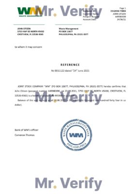 Download USA WM Bank Reference Letter Templates | Editable Word