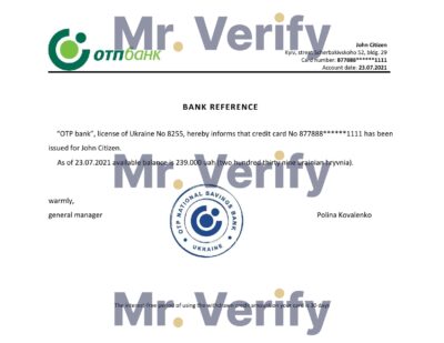 Download Ukraine OTP Bank Reference Letter Templates Editable Word