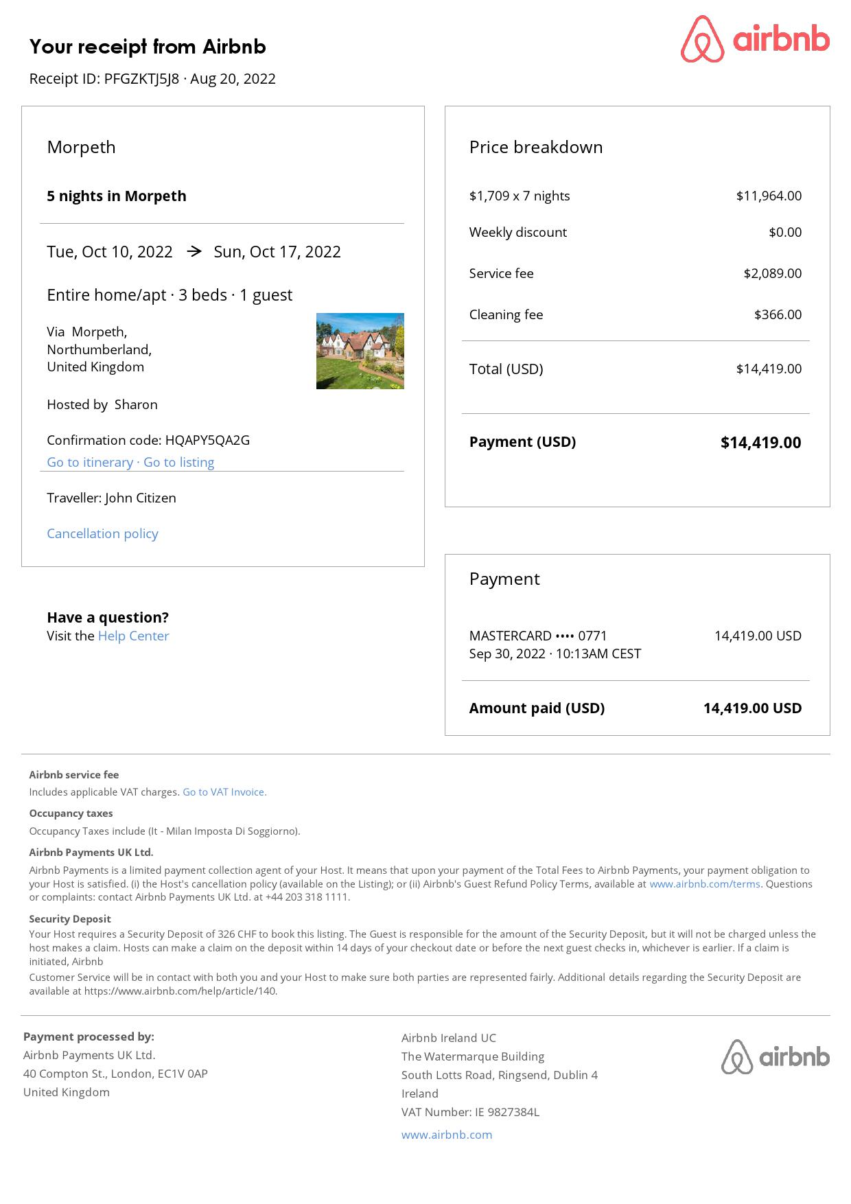 Customizable United Kingdom Airbnb Reservation Template | Word & PDF Formats