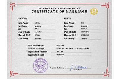 Afghanistan Marriage Certificate Editable PSD Templates