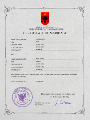 Albania Marriage Certificate | Editable PSD Templates