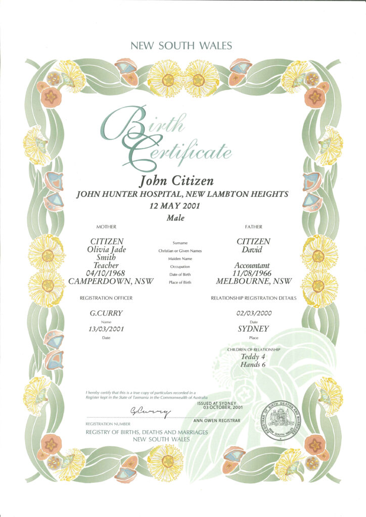 Authentic Australia Western Australia decorative Birth Certificate Template Customize and Download Online