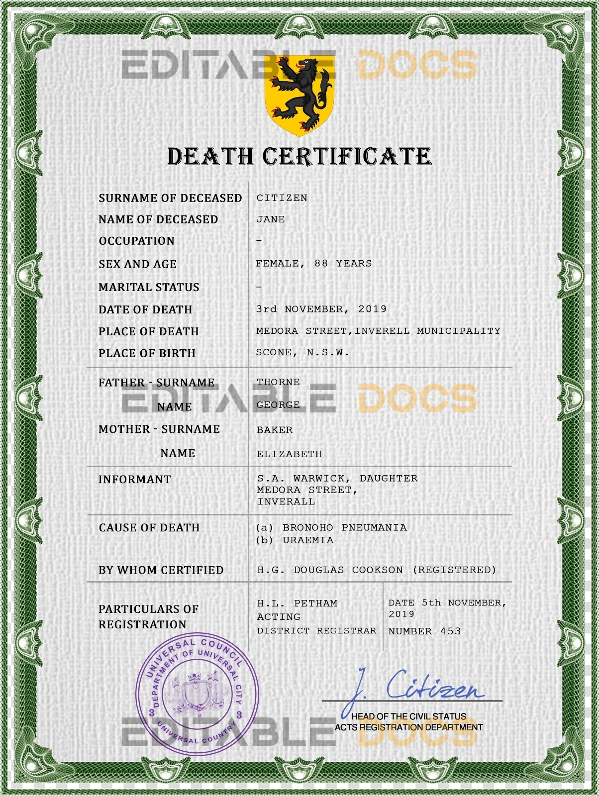 Authentic prosper universal Birth Certificate PSD Template | Customize and Download Online