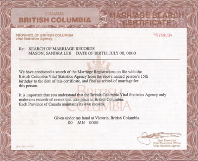 Canada Marriage Certificate Editable PSD Templates