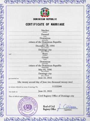 Dominican Republic Marriage Certificate | Editable PSD Templates
