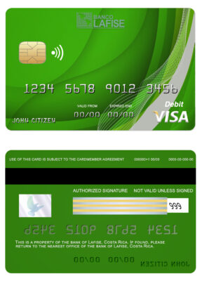 Editable Costa Rica lafise bank visa card Templates