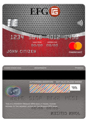 Editable Monaco EFG Bank mastercard Templates
