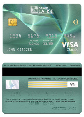 Editable Nicaragua Banco Lafise Bancentro bank visa classic card Templates