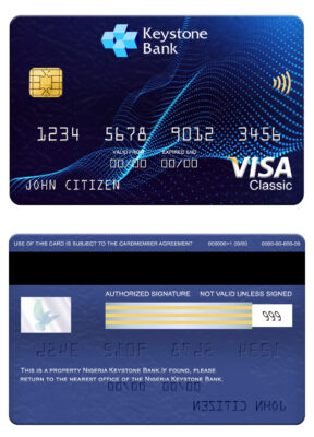 Editable Nigeria Keystone Bank visa classic card Templates