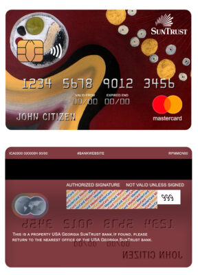 Editable USA Georgia SunTrust bank mastercard Templates