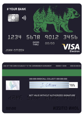 Editable alpine bear universal visa electron card Templates