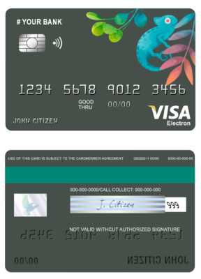 Editable bueno tropical universal visa electron card Templates
