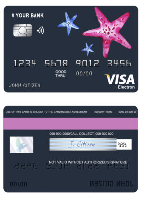 Editable tour star universal visa electron card Templates