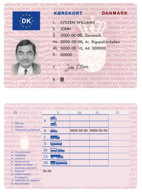 Fake Denmark Driver License Template | PSD Layer-Based (version 2)