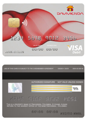 Fillable Colombia Davivienda bank visa card Templates