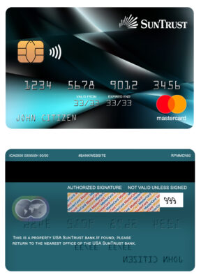 Fillable USA SunTrust bank mastercard Templates