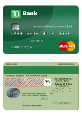 Fillable USA TD bank mastercard Templates