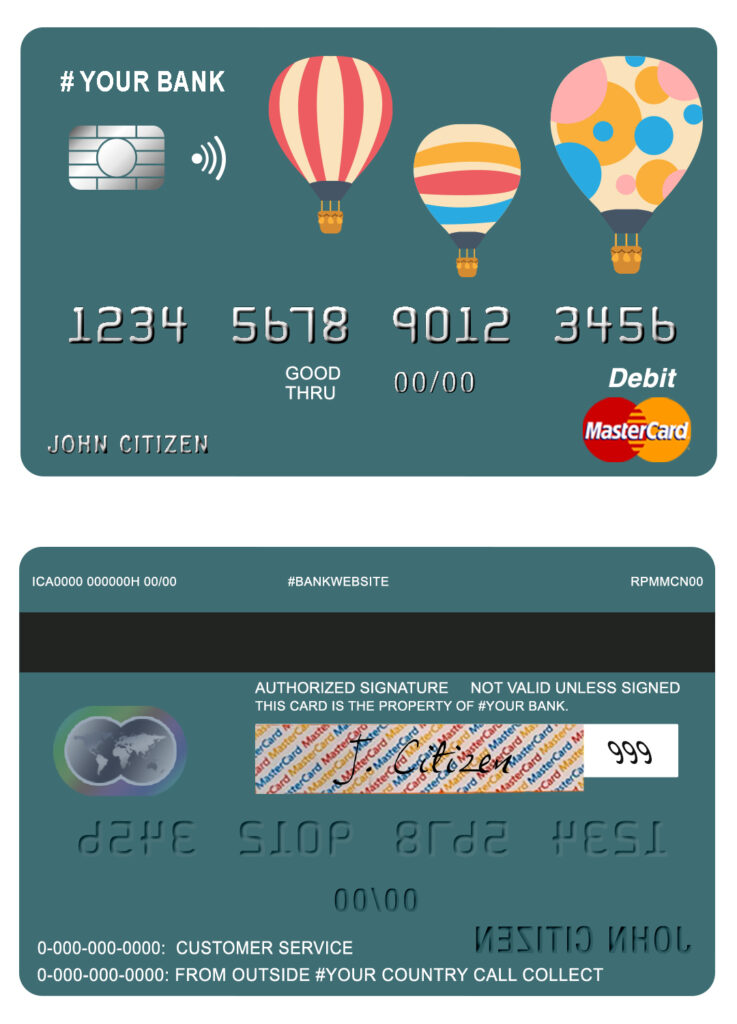 Fillable baloon bio universal multipurpose bank mastercard debit credit card Templates