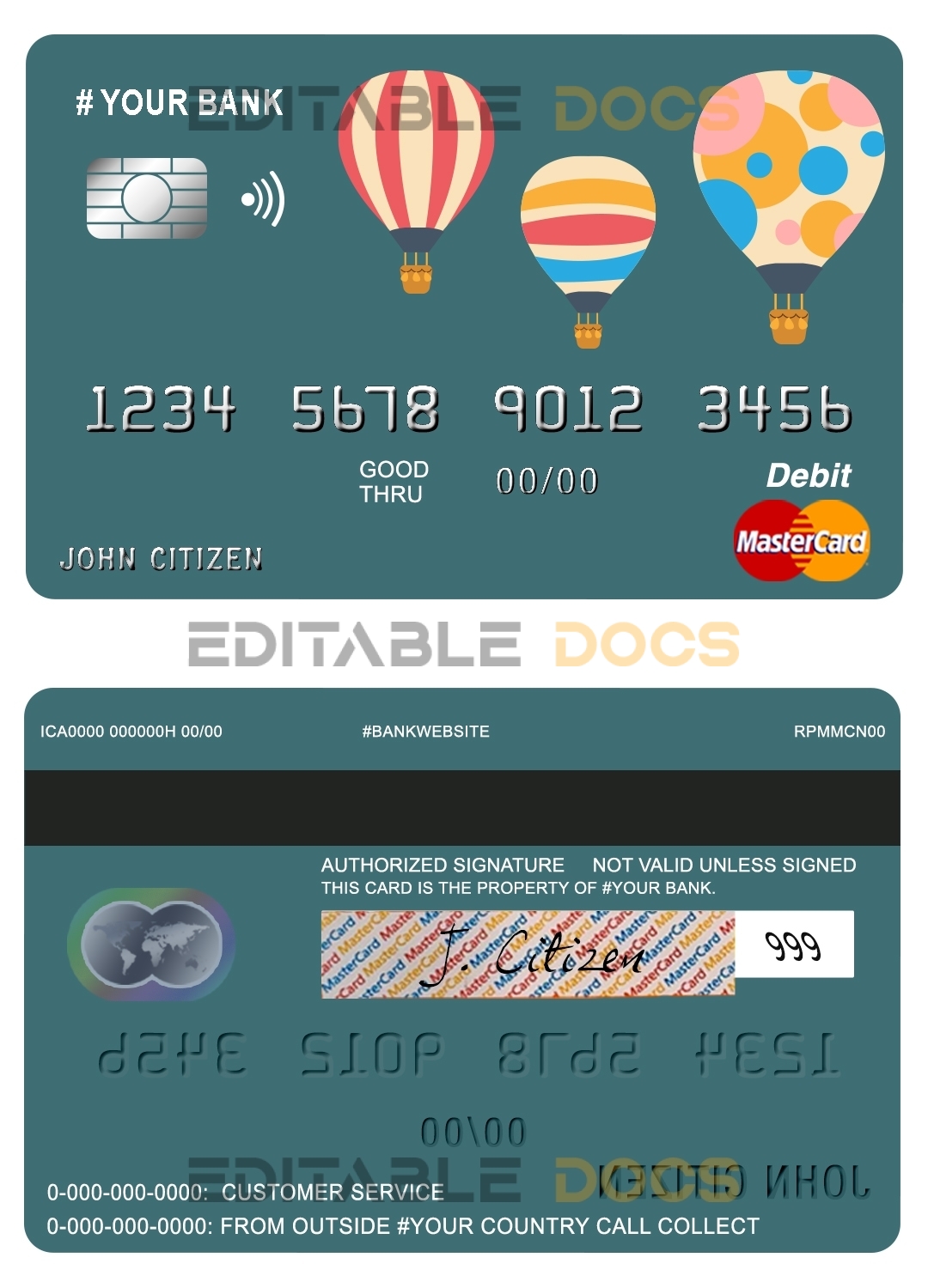 Fillable baloon bio universal multipurpose bank mastercard debit credit card Templates | Layer-Based PSD